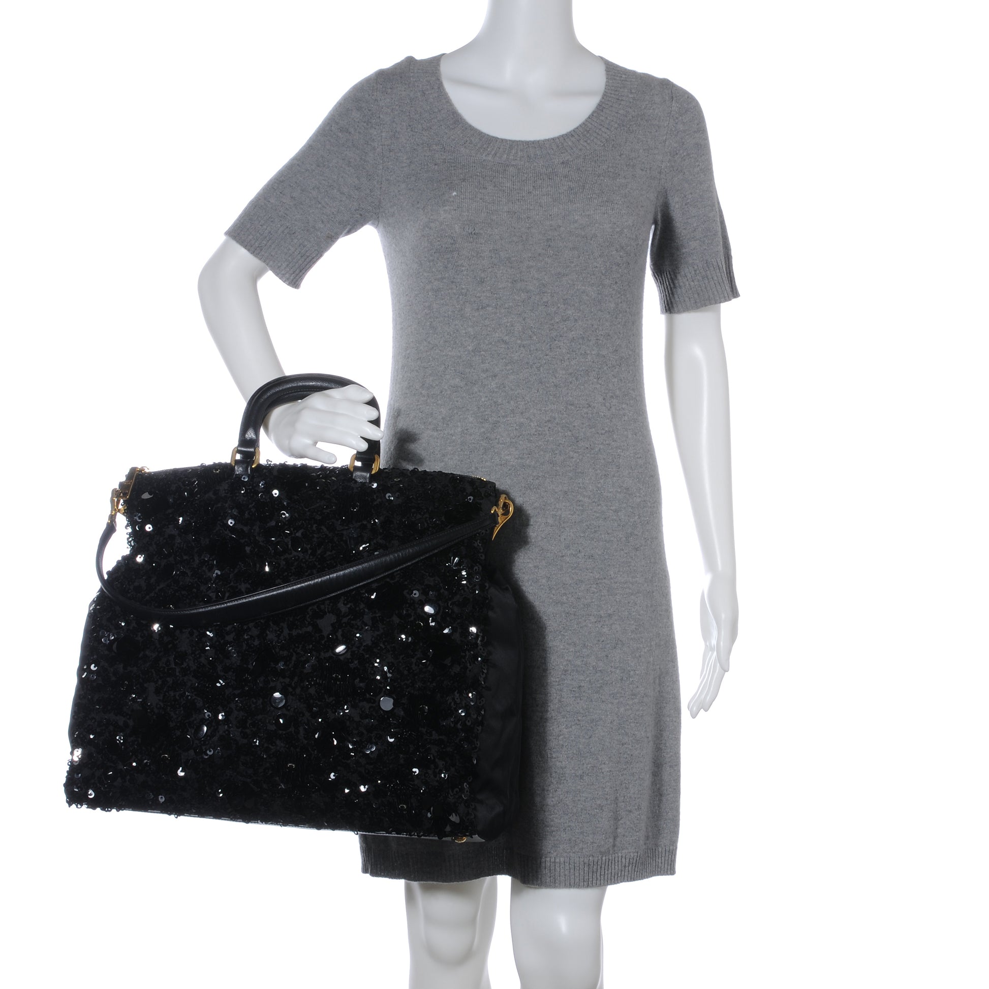 Prada Nylon Sequin Tote Black 2 of 10