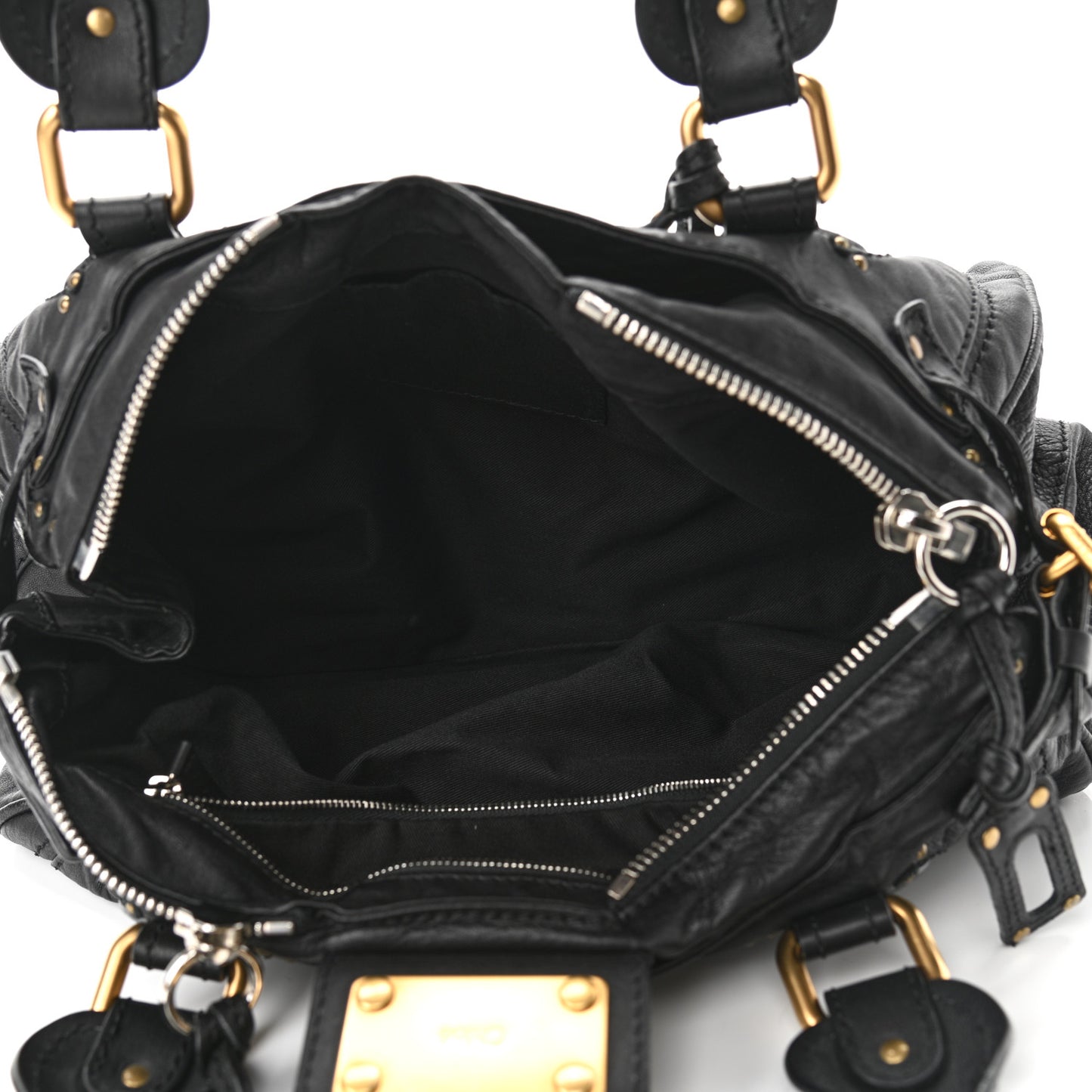 Calfskin Medium Paddington Satchel Black