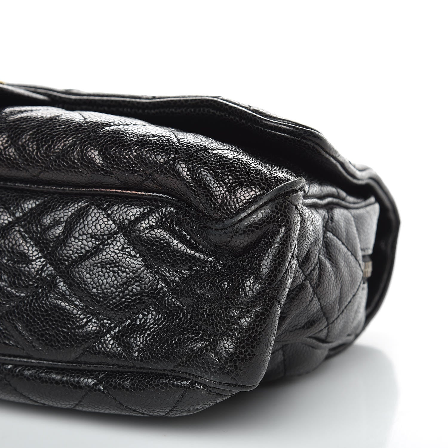 Chanel Crumpled Grained Calfskin Quilted Large Shiva Flap Black 9 of 9