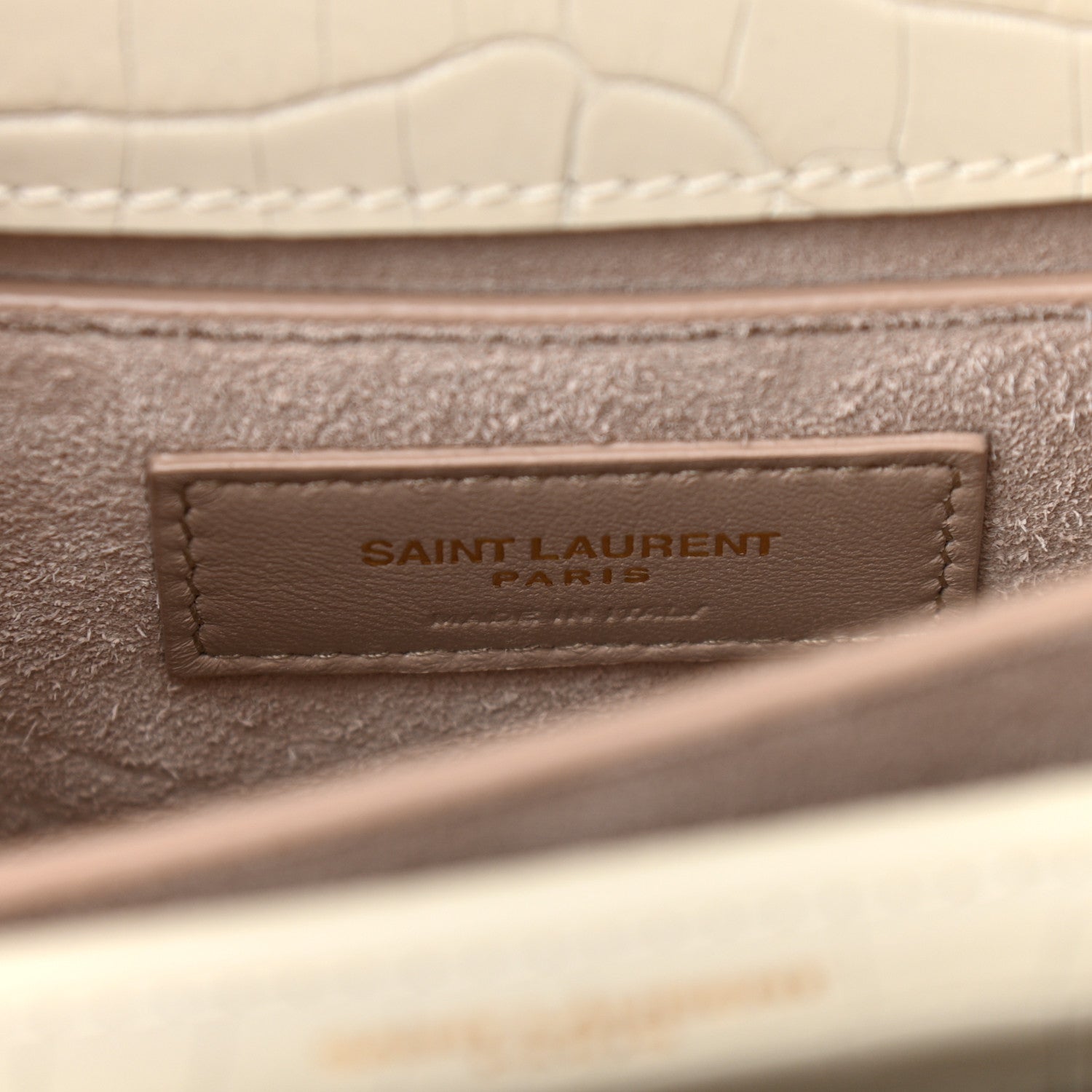 Saint Laurent Calfskin Crocodile Embossed Medium Monogram Sunset Blanc Vintage 7 of 11