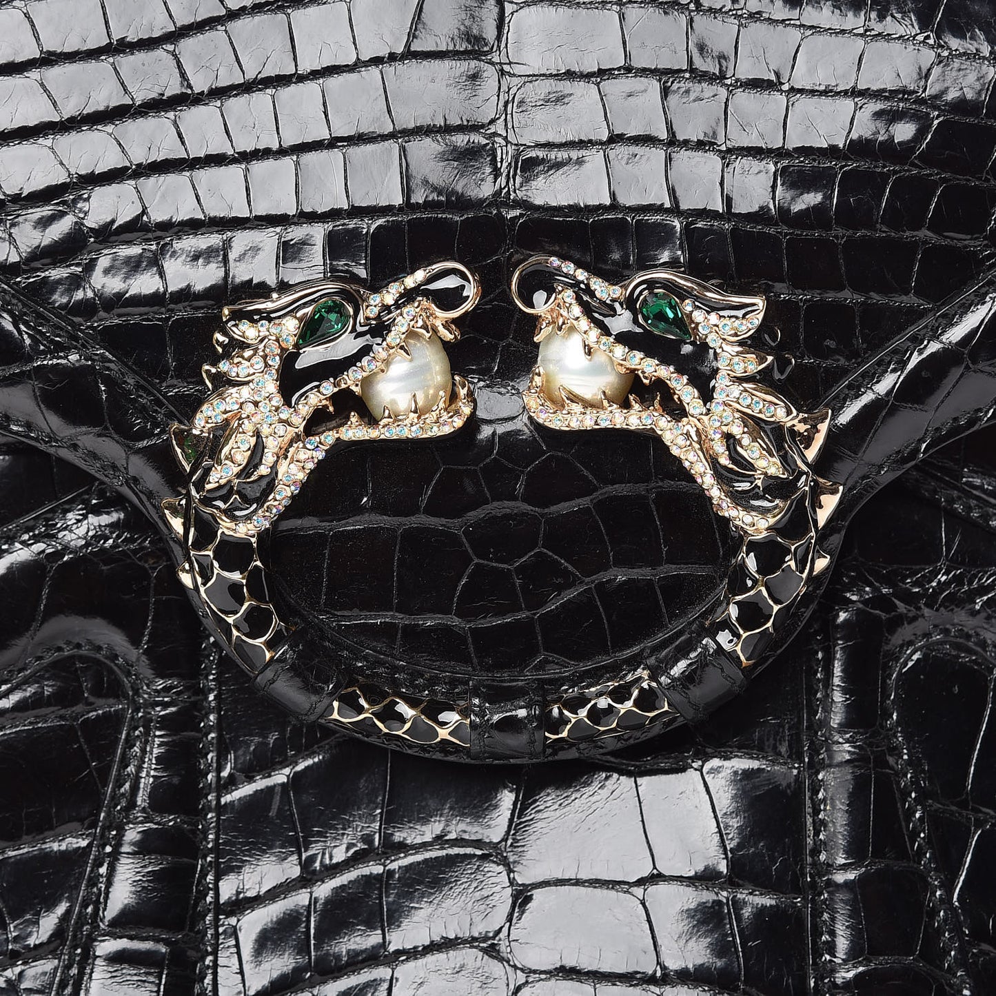 Crocodile Tom Ford Jeweled Dragon Bag Black