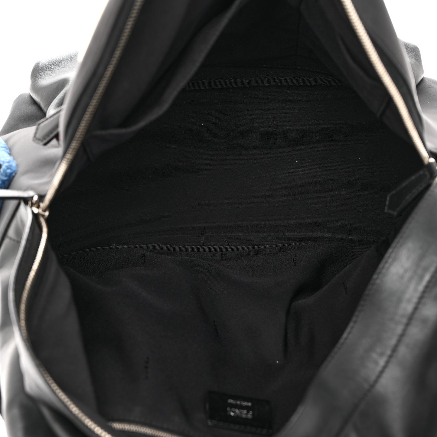 Nylon Calfskin Shearling Emoticon Backpack Black