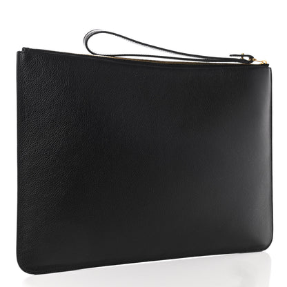 Balenciaga Grained Calfskin Logo Large Cash Wristlet Pouch Black White 3 of 7