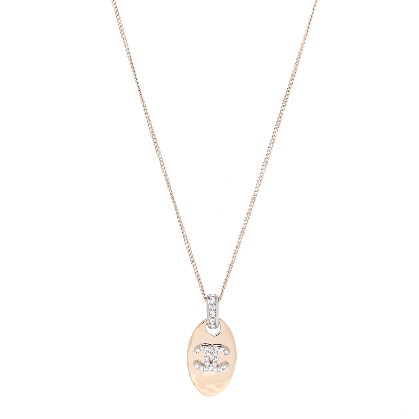 Crystal CC Pendant Necklace Gold