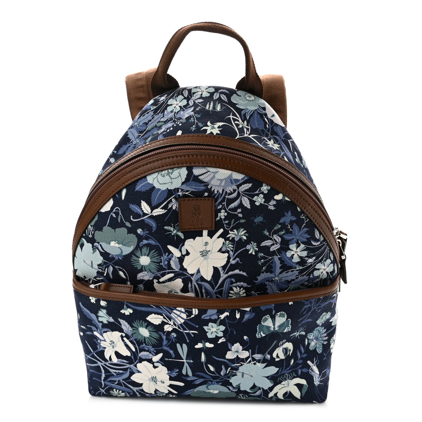 Canvas Flower Print Childrens Backpack Navy Brown