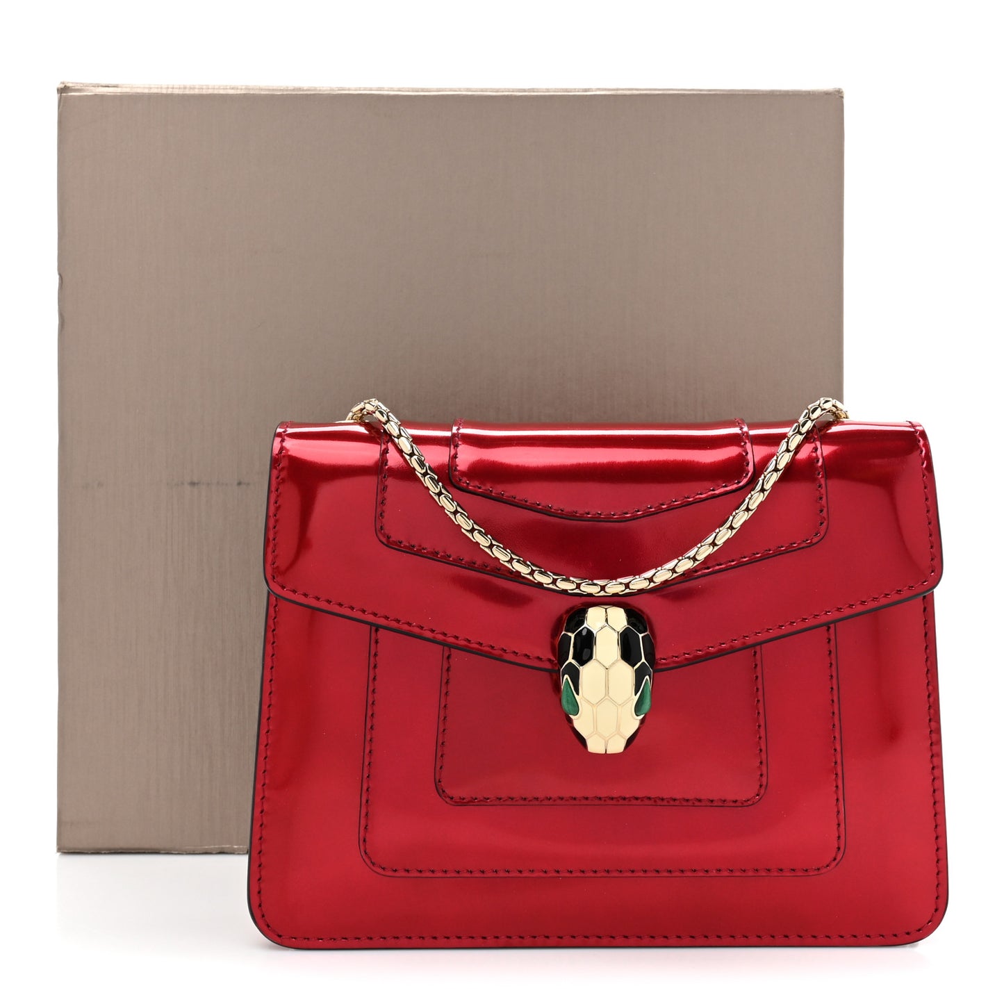 Patent Serpenti Forever Crossbody Red