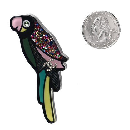 Chanel Resin Parrot CC Brooch Multicolor 2 of 7