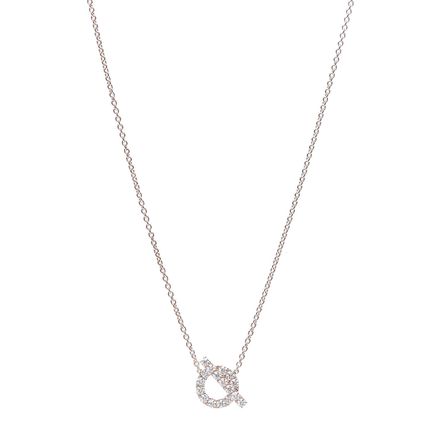 Hermes 18K Rose Gold Diamond Finesse Pendant Necklace 1 of 4