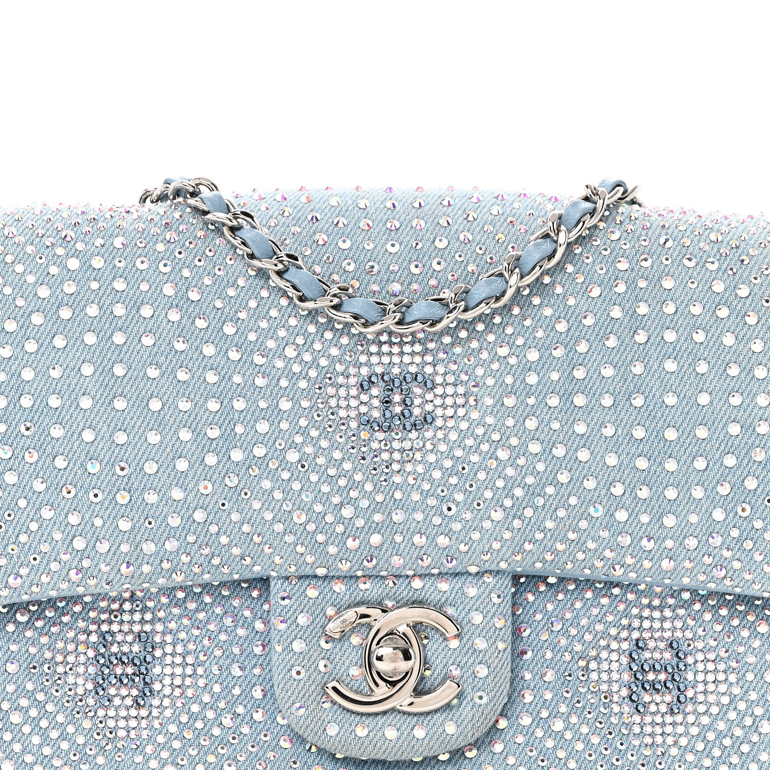 Chanel Denim Strass Evening Flap Bag Blue 7 of 11
