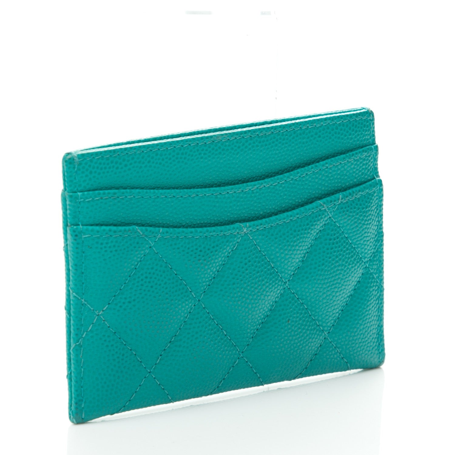 Chanel Caviar Quilted Card Holder Turquoise 3 of 8