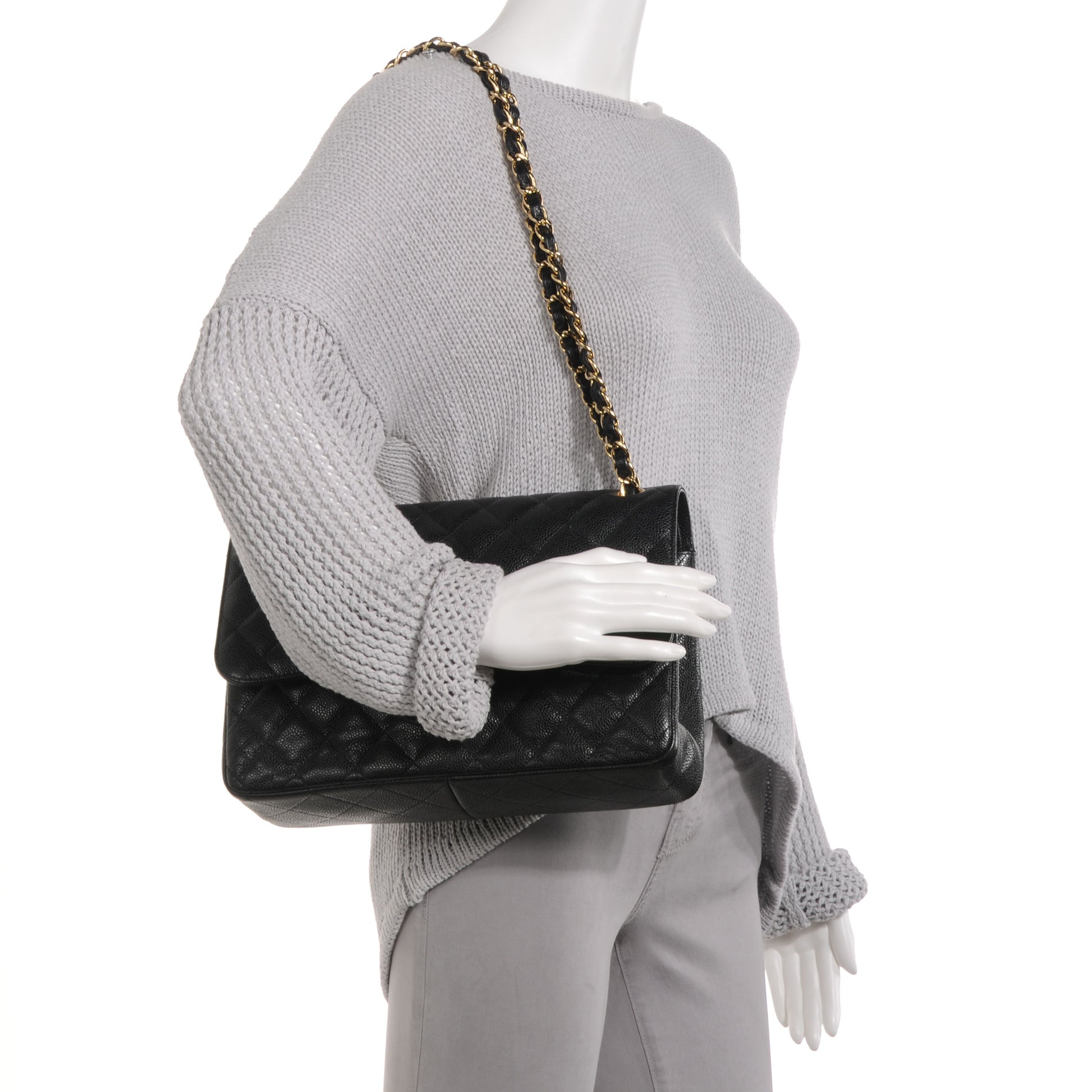 Chanel Caviar Quilted Jumbo Double Flap Black 2 of 9