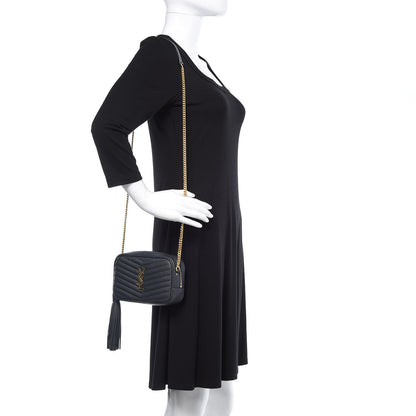 Saint Laurent Grain De Poudre Matelasse Monogram Mini Lou Camera Bag Dark Smog 2 of 10
