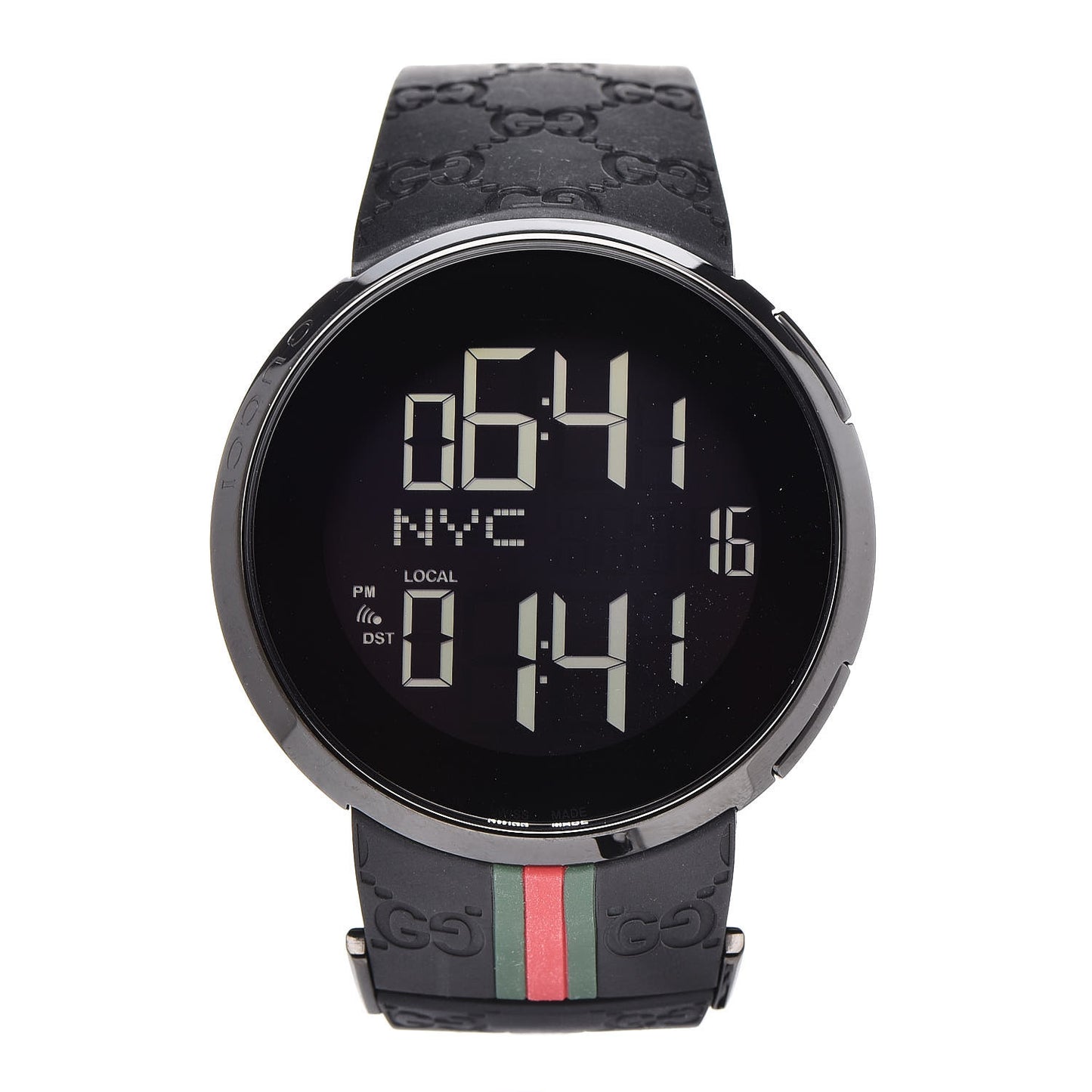 Stainless Steel Rubber 45mm Digital I-Gucci Web Watch Black