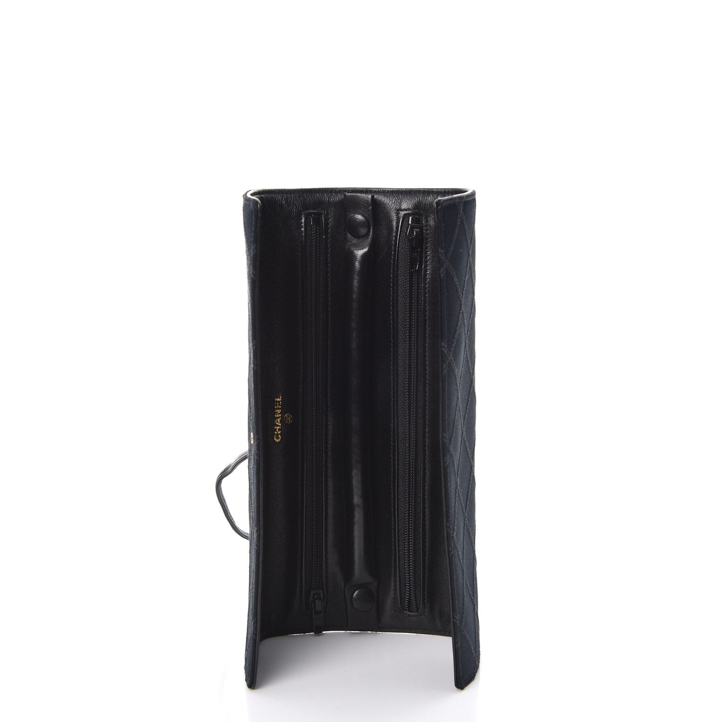 Satin Quilted Jewelry Roll Case Black