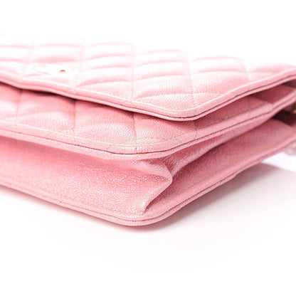 Chanel Iridescent Caviar Quilted Wallet on Chain WOC Rose Pink 10 of 12
