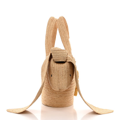 Loewe Raffia Calfskin Small Bunny Basket Tote Bag Natural 11 of 11