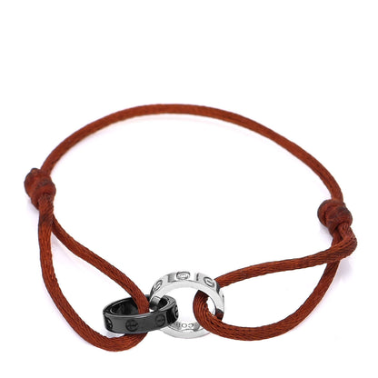 Cartier 18K White Gold Ceramic 4 Diamond LOVE Cord Bracelet Brown 4 of 7