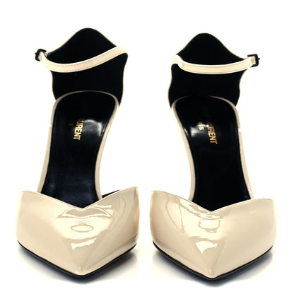 Saint Laurent Patent Anja 85 Ankle Strap Pointed Pumps 40 Coquille 3 of 11