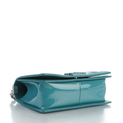 Chanel Patent Calfskin Quilted Medium Plexiglass Boy Flap Blue 4 of 9