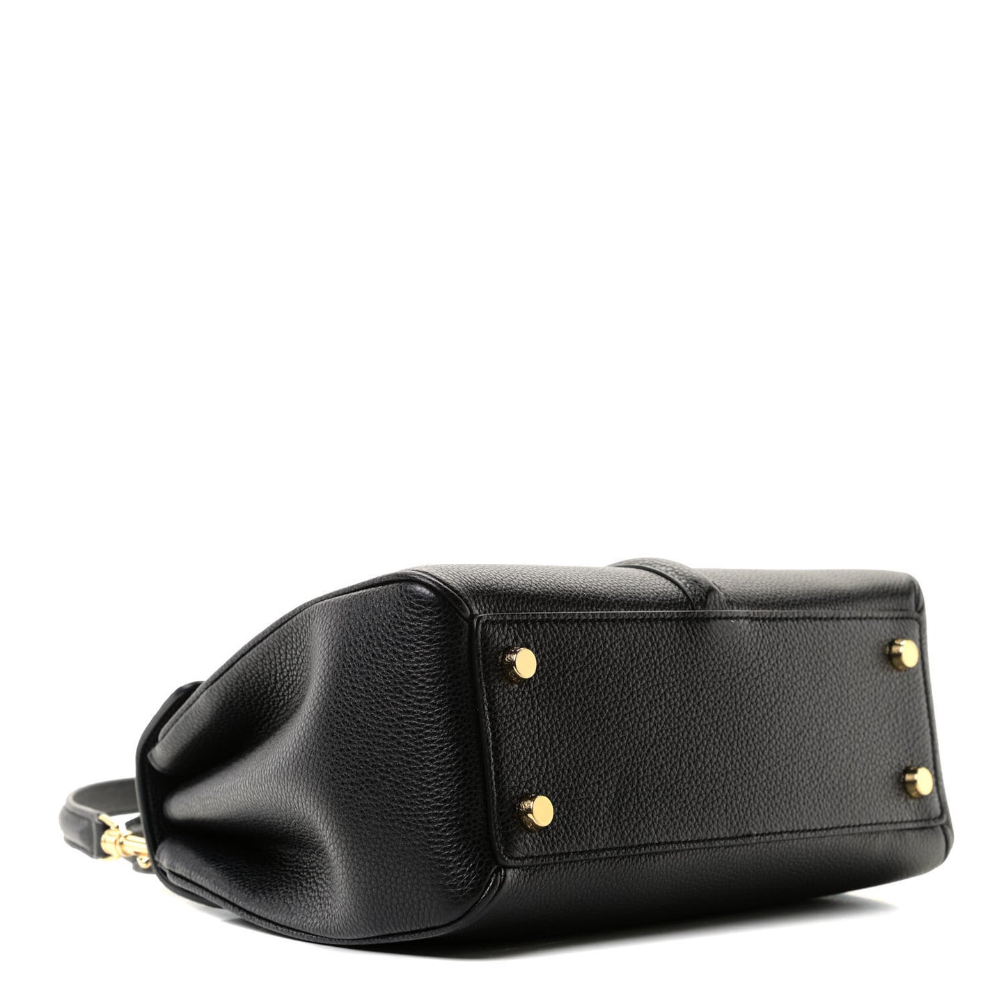 Grained Calfskin Small 16 Top Handle Bag Black