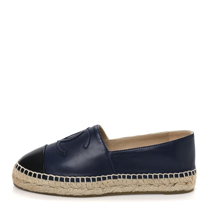 Chanel Lambskin CC Espadrilles 36 Navy Black 1 of 11
