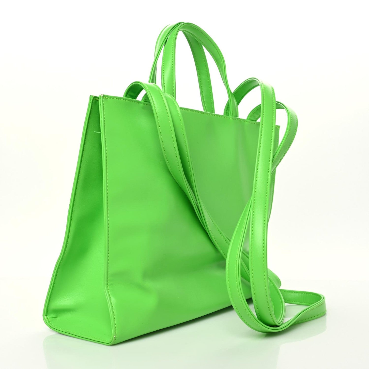 Telfar Vegan Leather Medium Shopping Bag Highlighter Green 3 of 15
