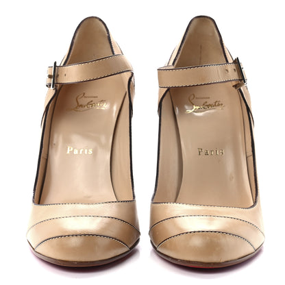 Christian Louboutin Calfskin 100 Mary Jane Pumps 39.5 Nude 2 of 8