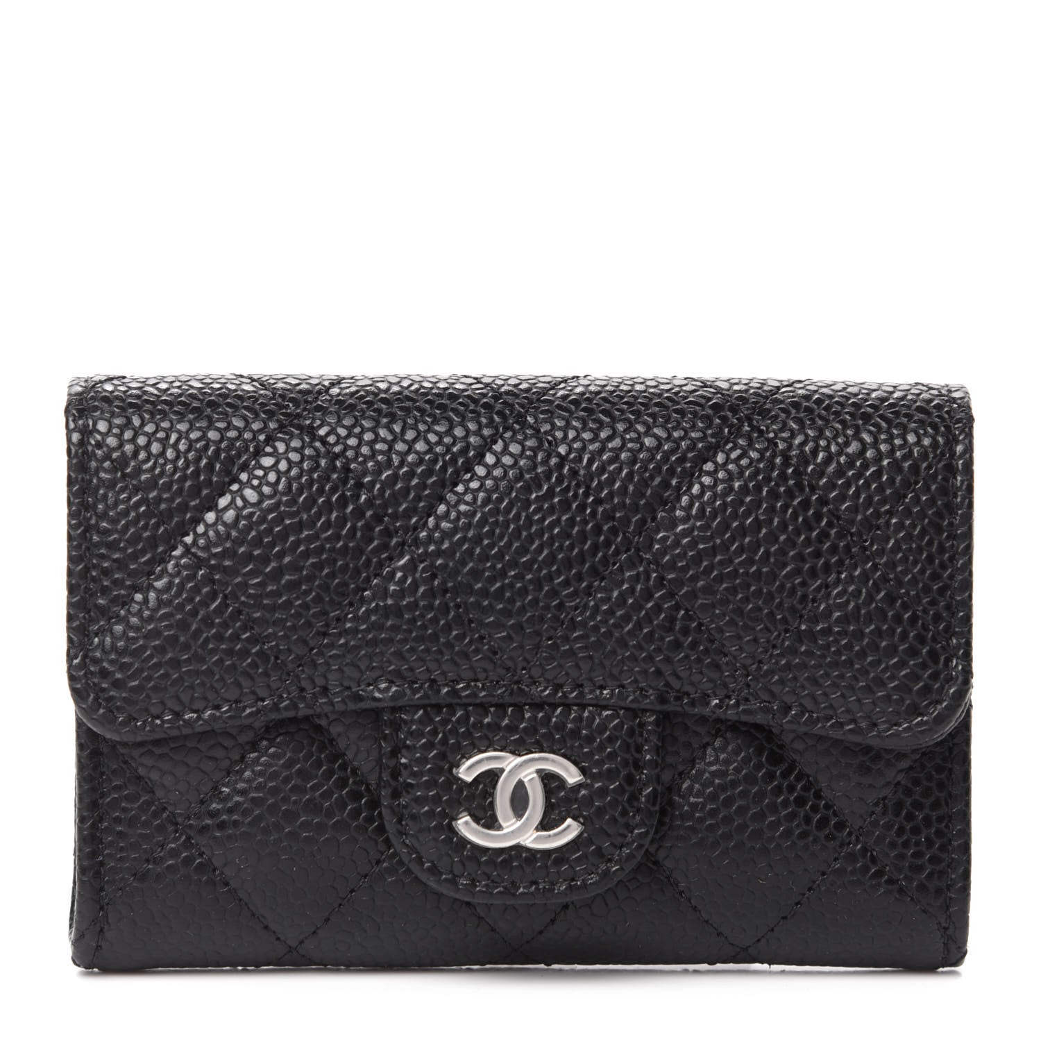 Chanel Caviar Quilted Flap Card Holder Wallet Black 1 of 9