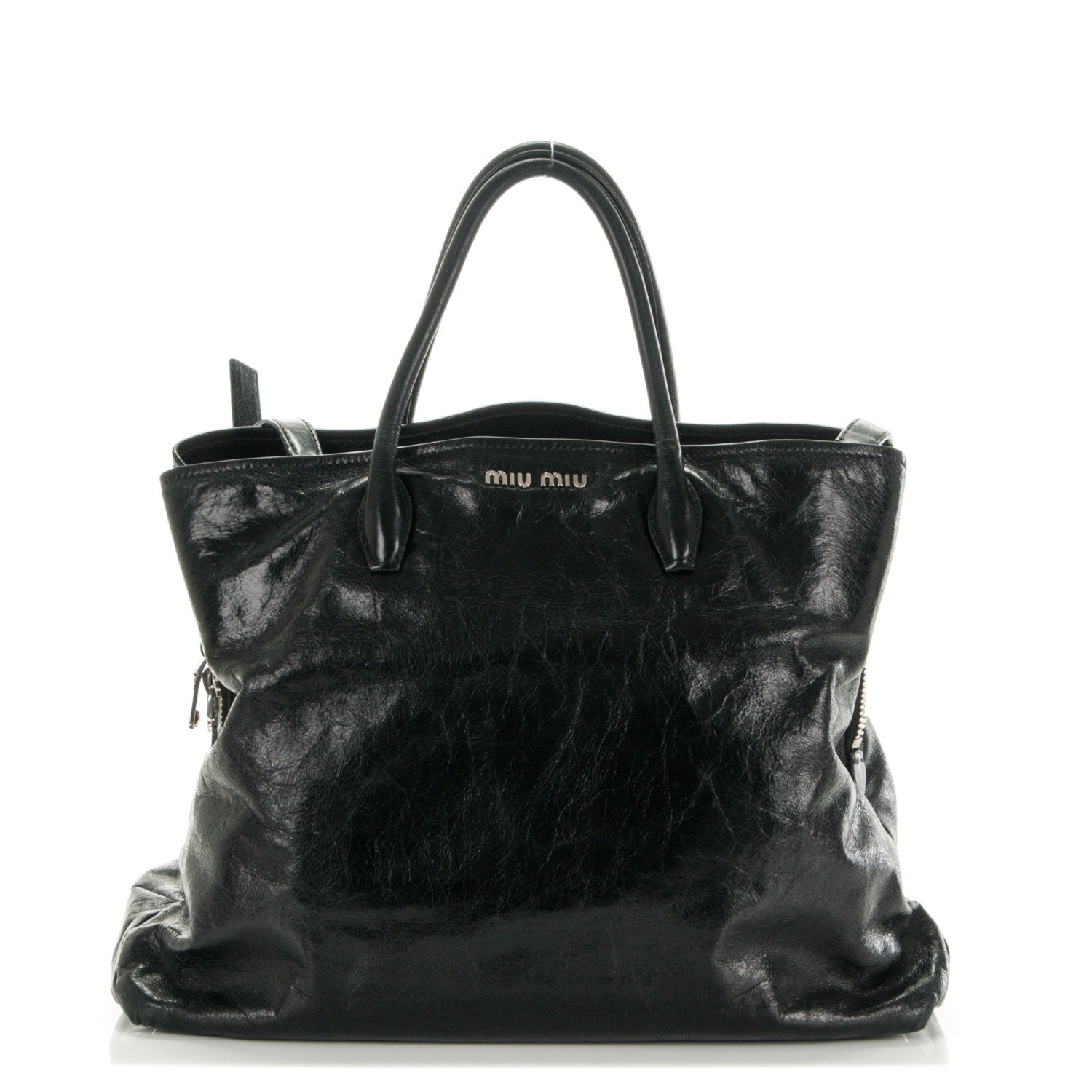 Miu Miu Vitello Shine Top Handle Tote Nero Black 1 of 8