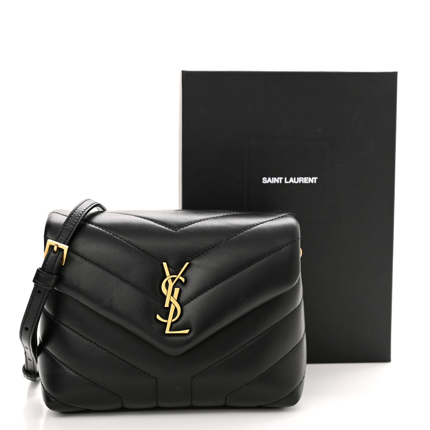 Calfskin Y Quilted Monogram Toy Loulou Crossbody Bag Black