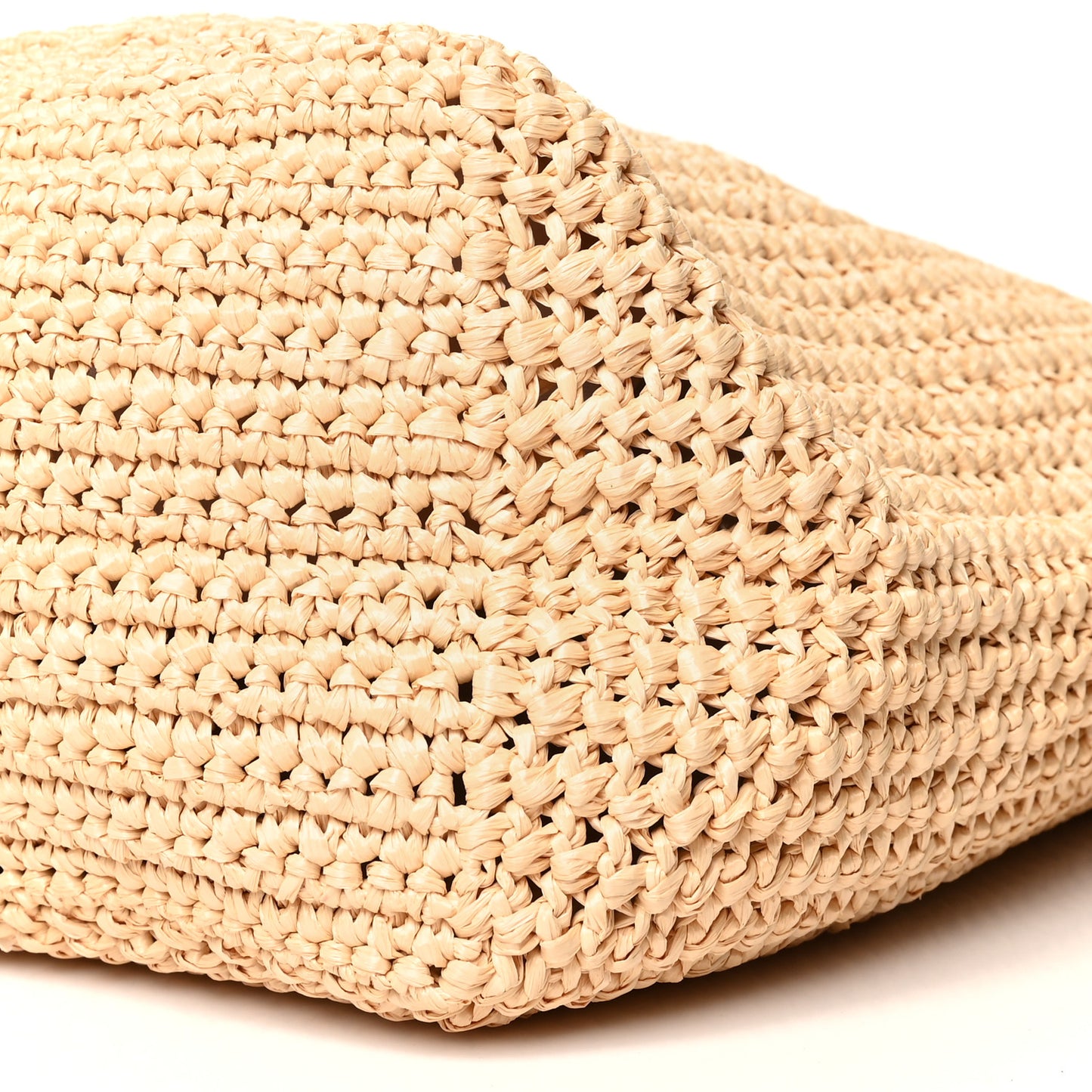 Yarn Raffia Effect Crochet Embroidered Logo Tote Naturale
