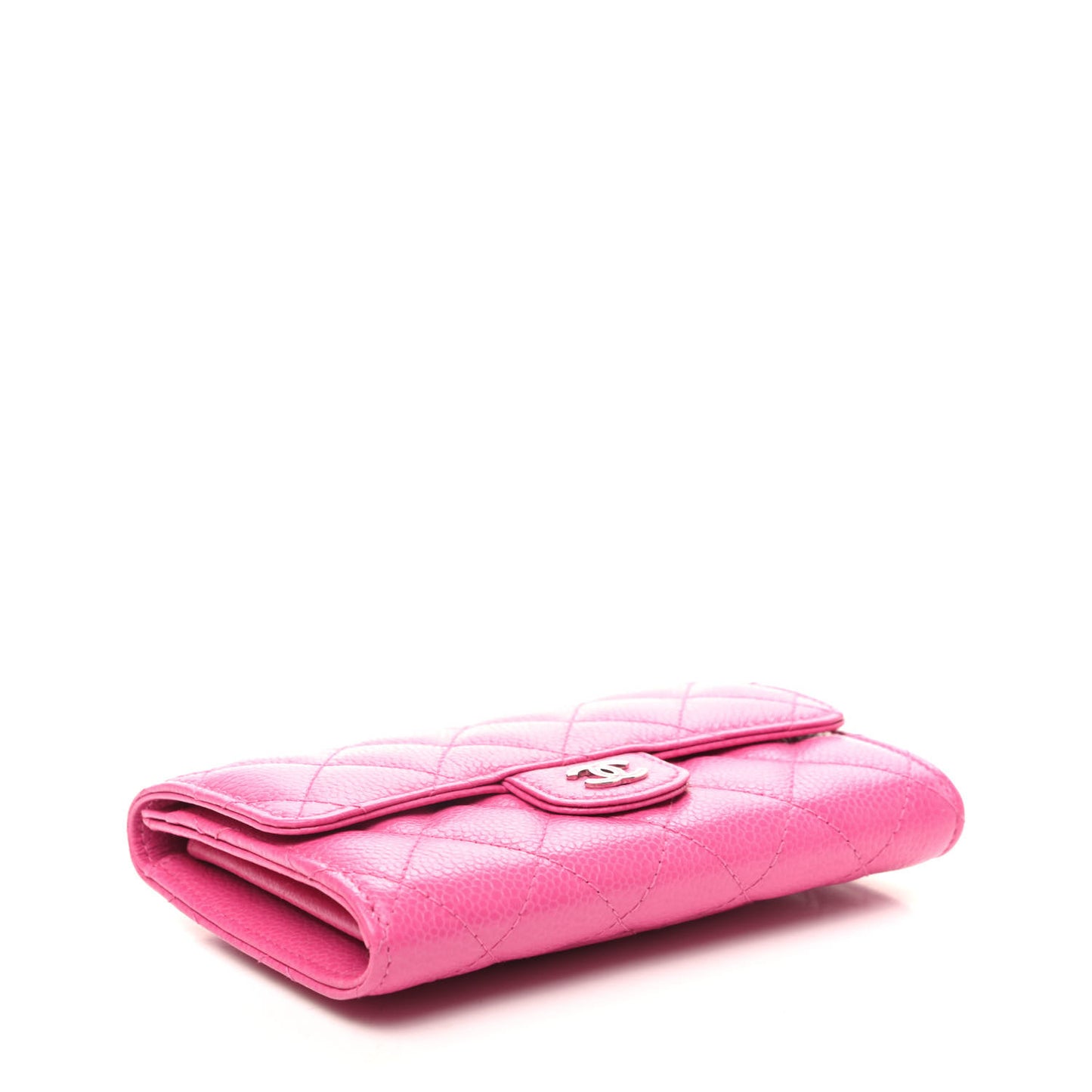 Caviar Quilted Small Flap Wallet Pink