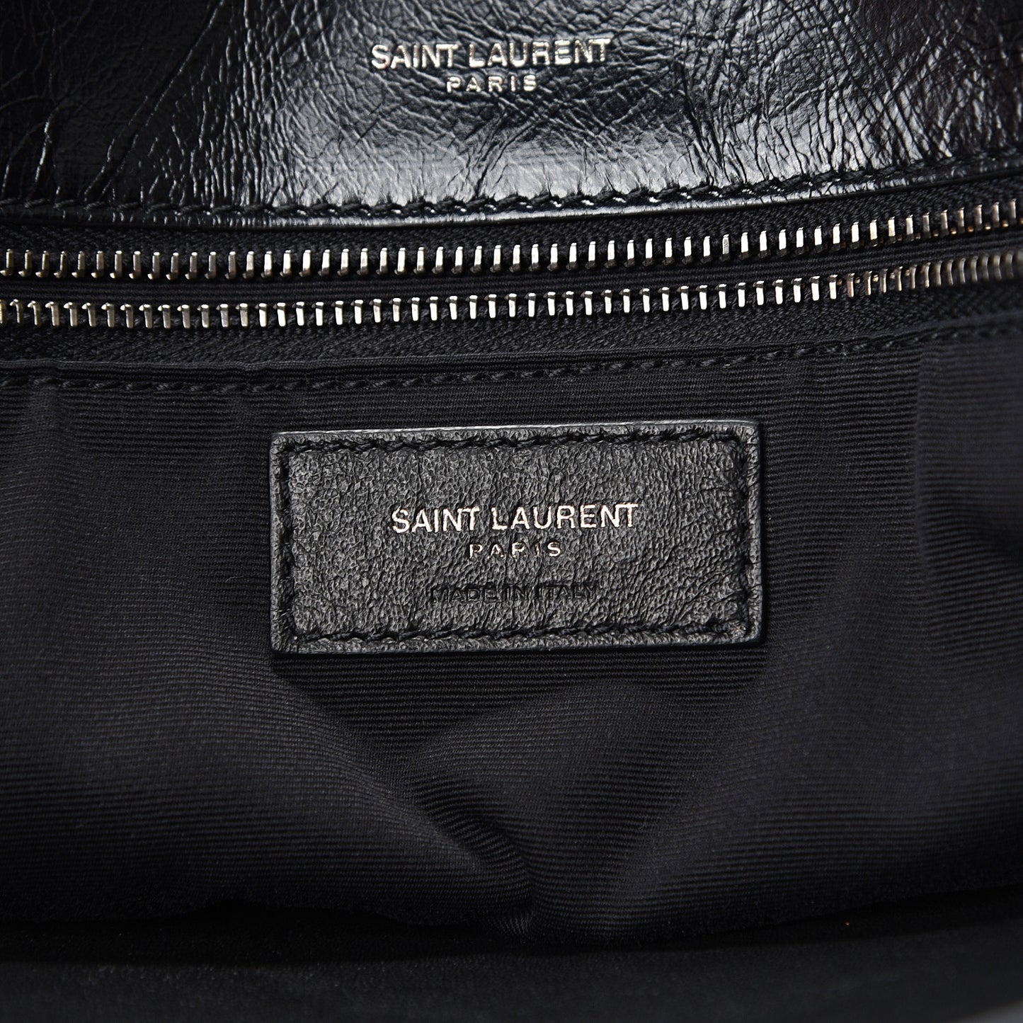 Crinkled Calfskin Matelasse Monogram Large Niki Chain Satchel Black