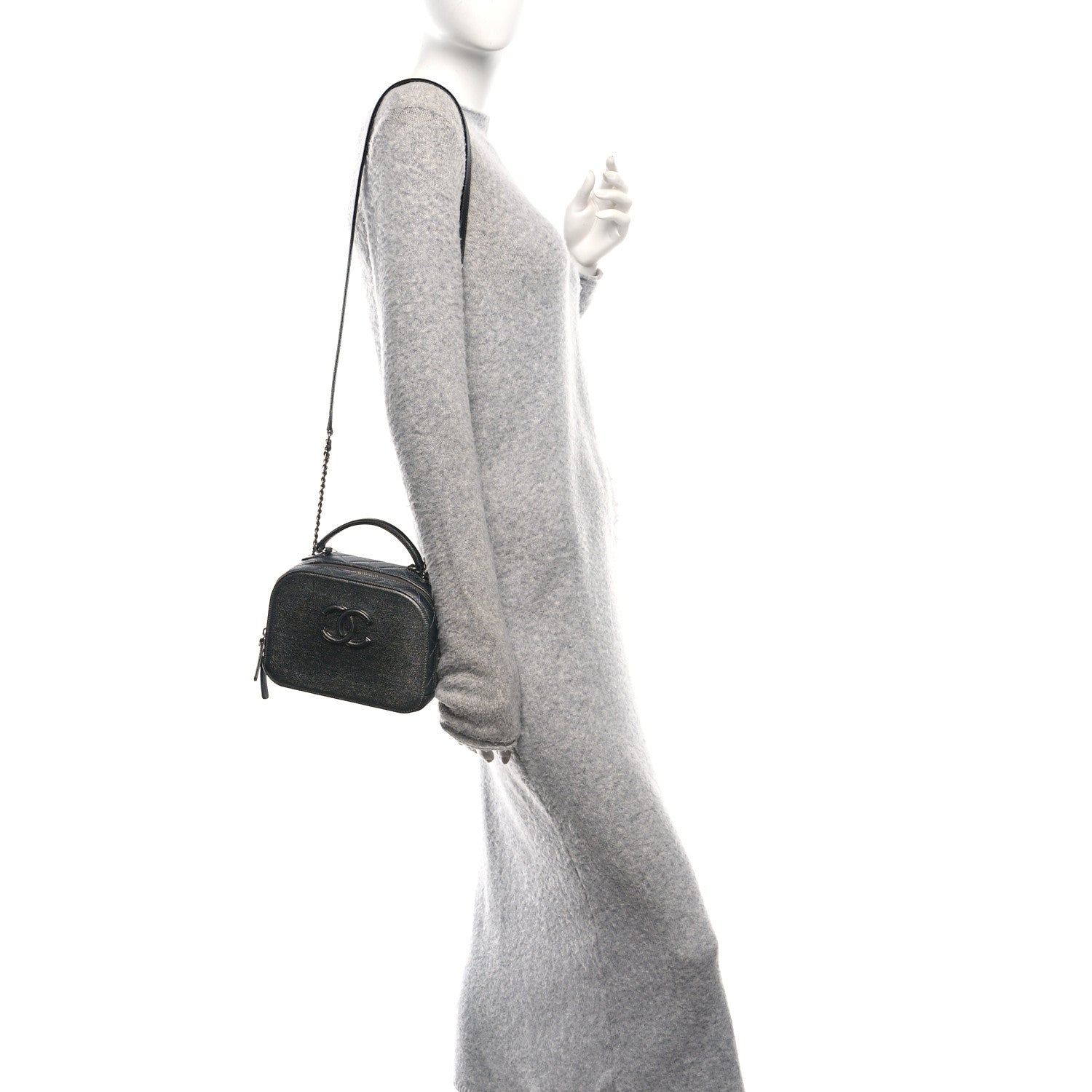 Chanel Metallic Caviar Small Coco Curve Vanity Bag Black Ruthenium 3 of 19