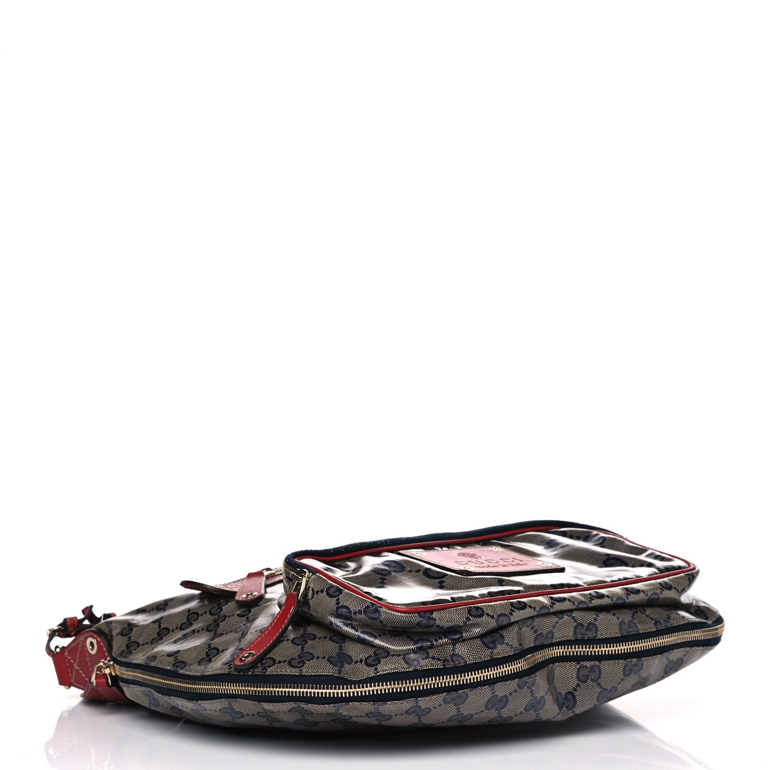 Gucci Crystal Monogram Voyager Hobo Navy Red 3 of 8
