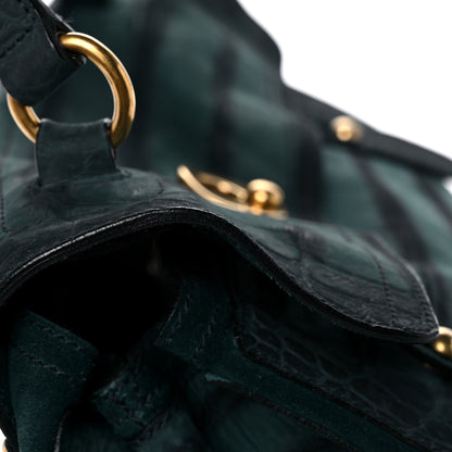 Saint Laurent Crocodile Embossed Nubuck Calfskin Medium Muse Two Green 16 of 19