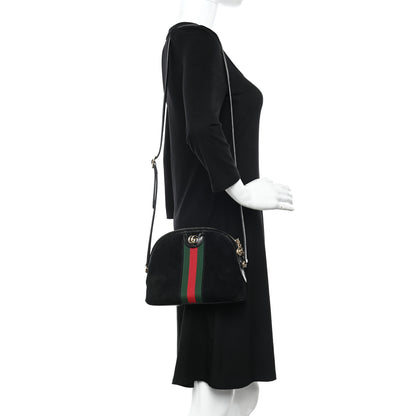 Gucci Suede Patent Web GG Small Ophidia Dome Shoulder Bag Black 2 of 10