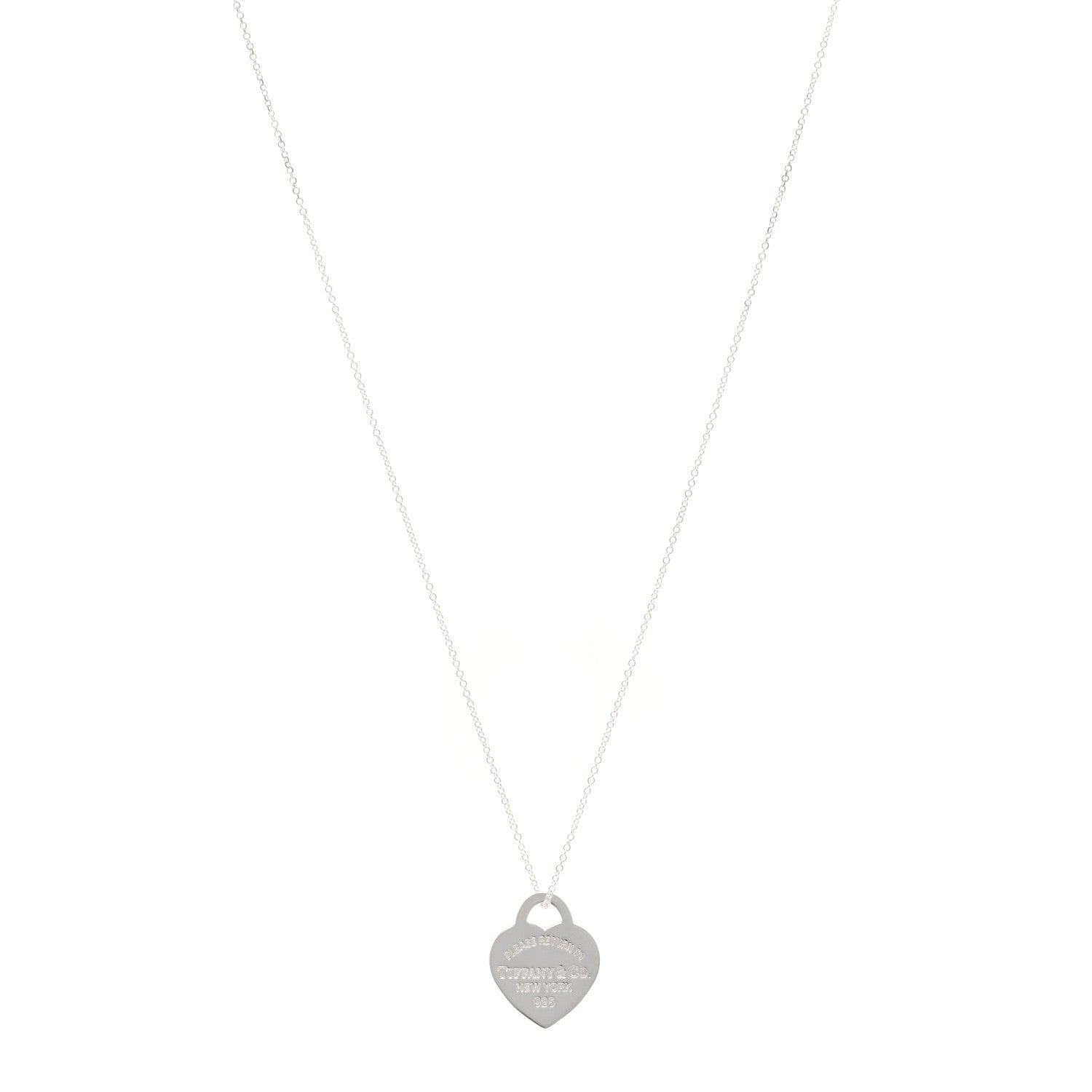 Tiffany Sterling Silver Enamel Small Return to Tiffany Heart Pendant Necklace Blue 1 of 5