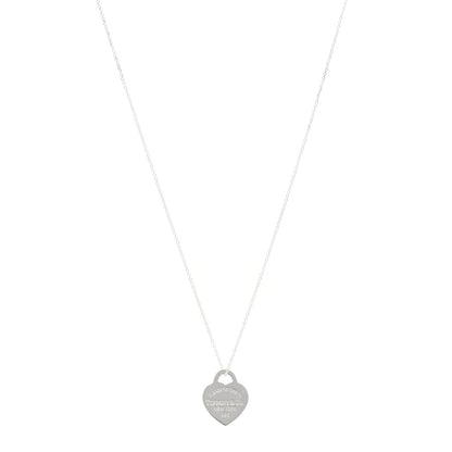Tiffany Sterling Silver Enamel Small Return to Tiffany Heart Pendant Necklace Blue 1 of 5