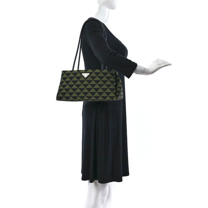 Prada Jacquard Triangolo Symbole Embroidered Small Shoulder Bag Black Edera 2 of 8