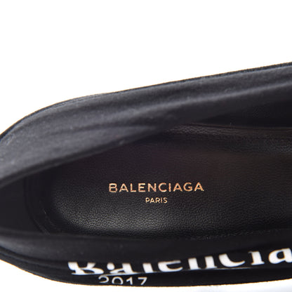 Balenciaga Jersey Crepe Political Campaign Logo Knife 115 Pointed Pumps 39 Black White Rouge 8 of 11