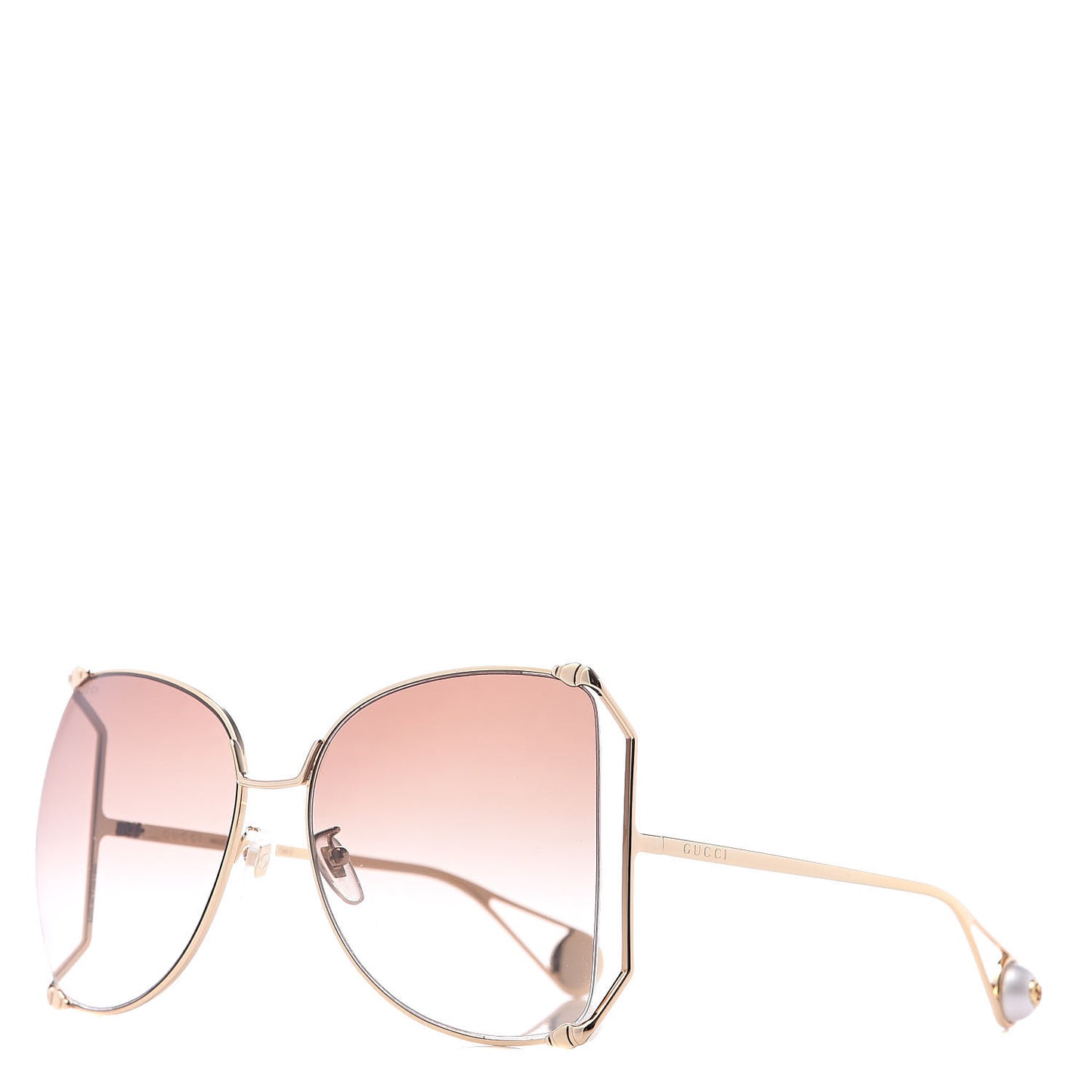 Oversized Round Sunglasses GG0252S Gold Brown