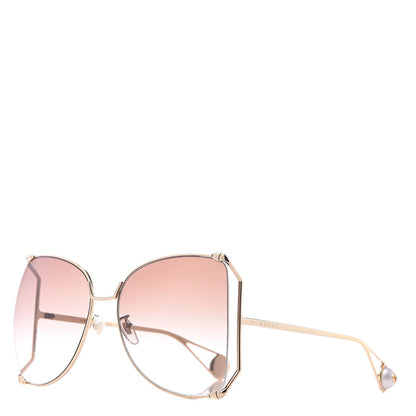 Gucci Oversized Round Sunglasses GG0252S Gold Brown 1 of 7