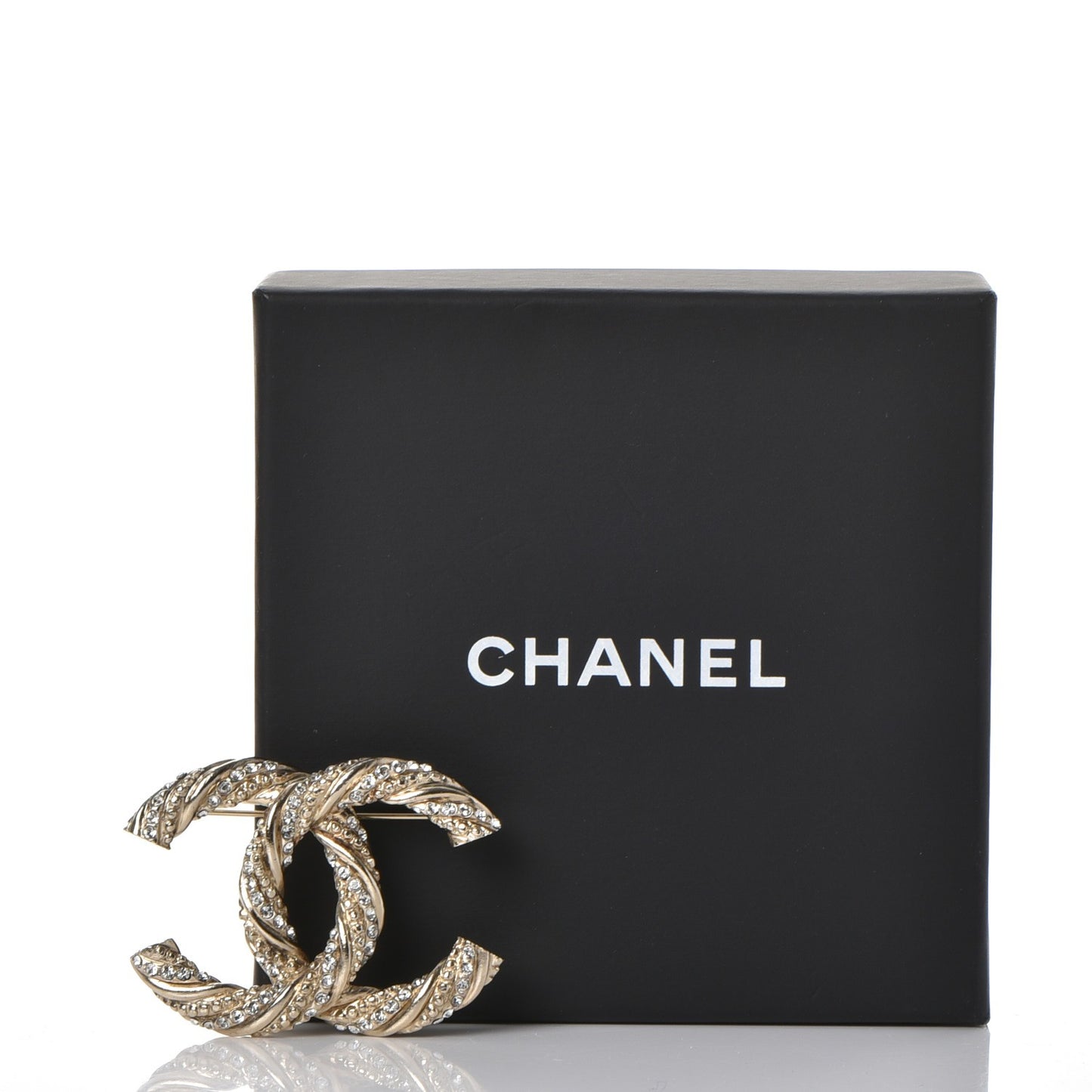 Crystal Twisted CC Brooch Light Gold
