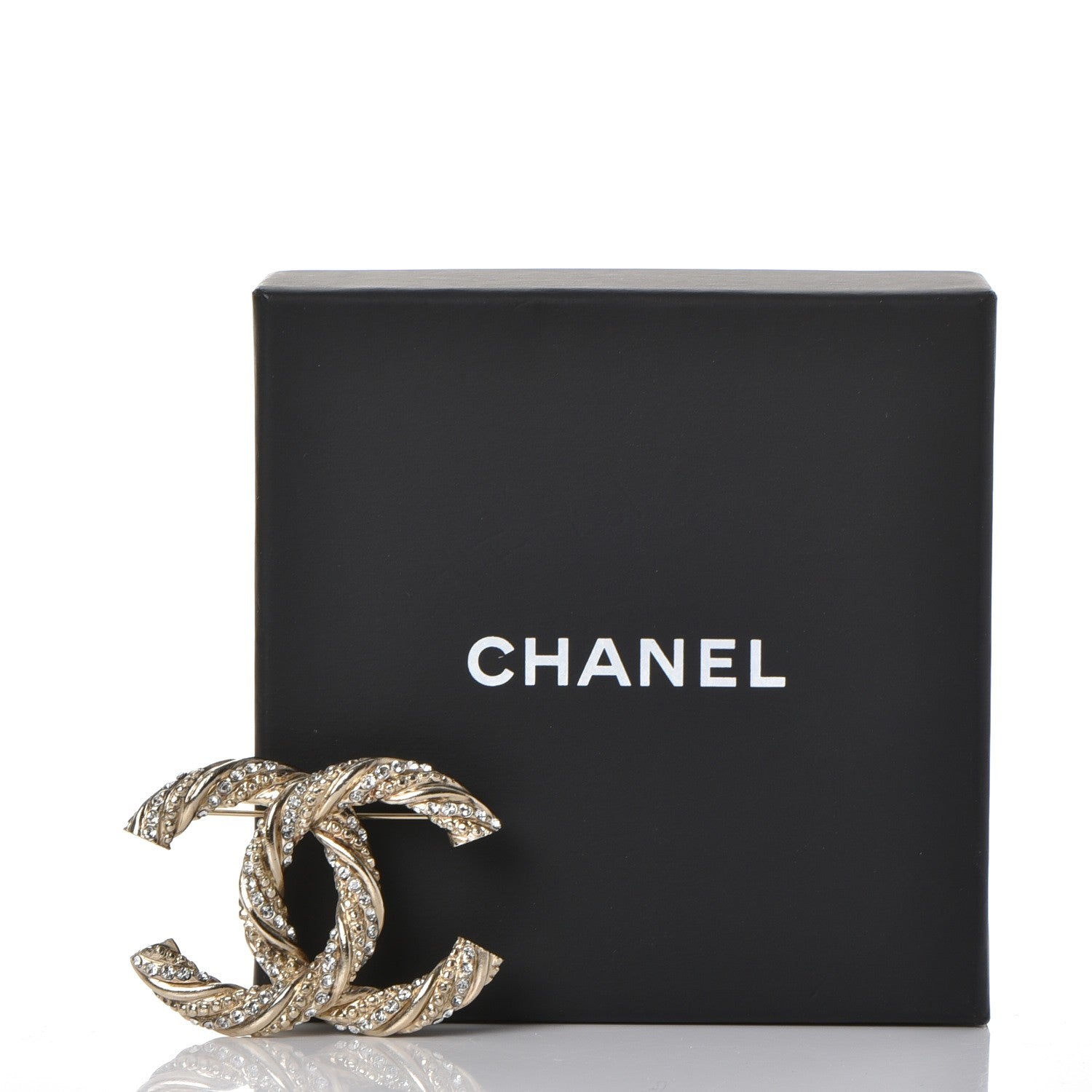Chanel Crystal Twisted CC Brooch Light Gold 5 of 5