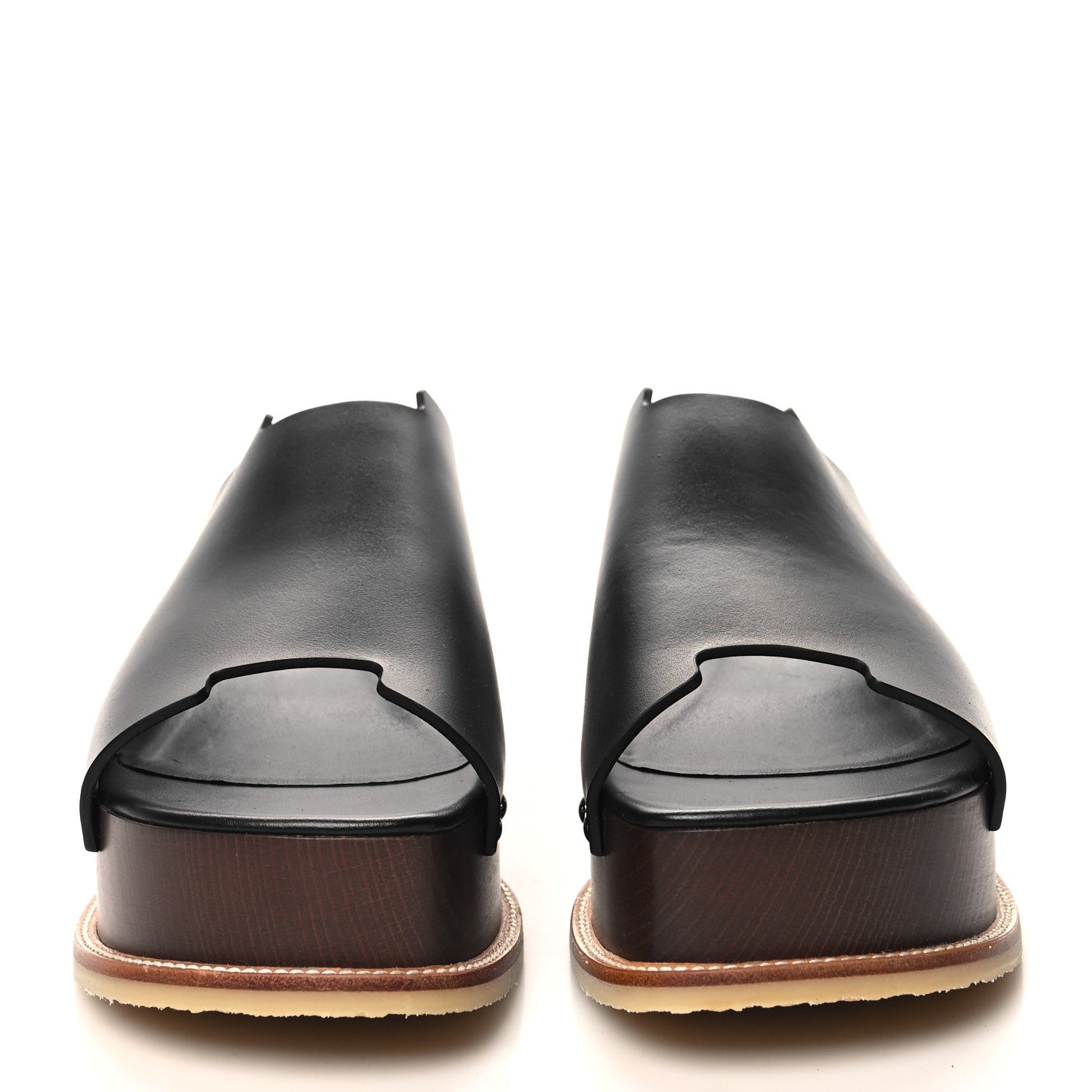 Hermes Calfskin Ellipse Sandals 37 Black 2 of 10
