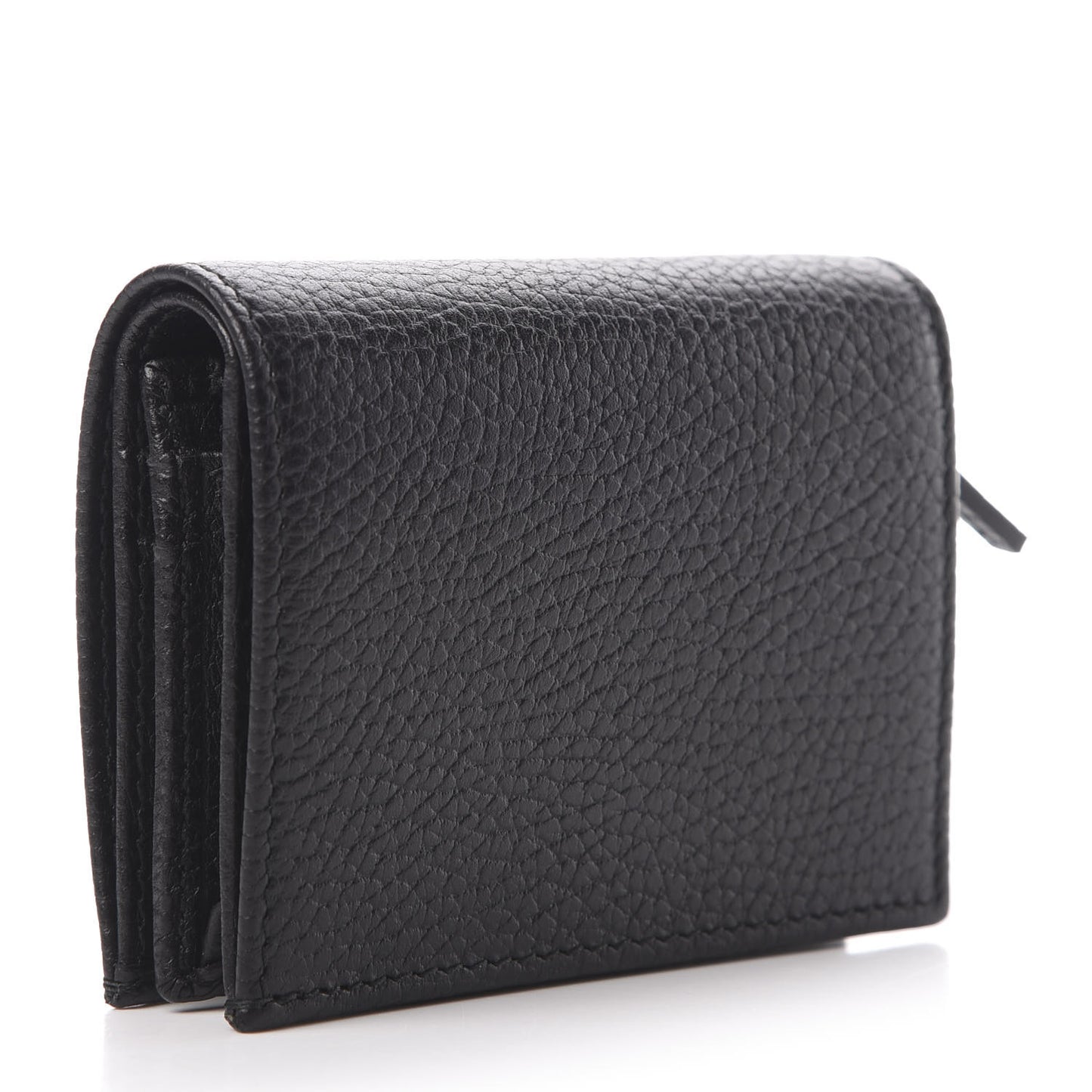 Pebbled Calfskin Butterfly Card Case Black