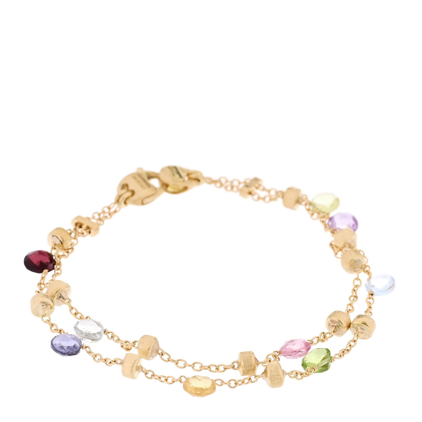 18K Yellow Gold Multi Gemstone Paradise Double Strand Bracelet