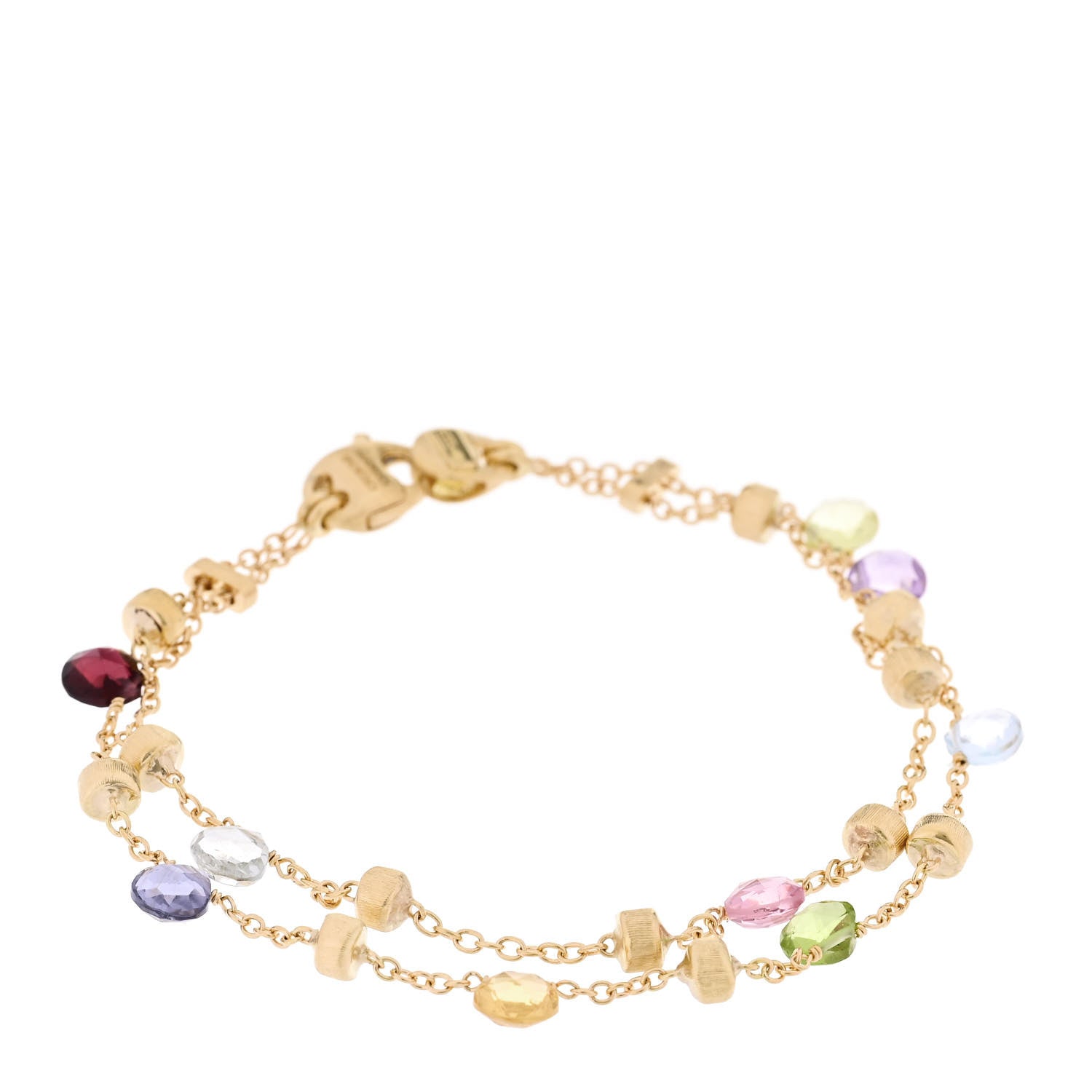 Marco Bicego 18K Yellow Gold Multi Gemstone Paradise Double Strand Bracelet 1 of 4