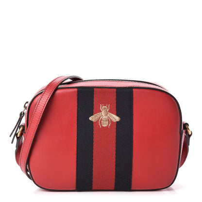 Gucci Calfskin Web Small Webby Bee Shoulder Bag Red 1 of 14